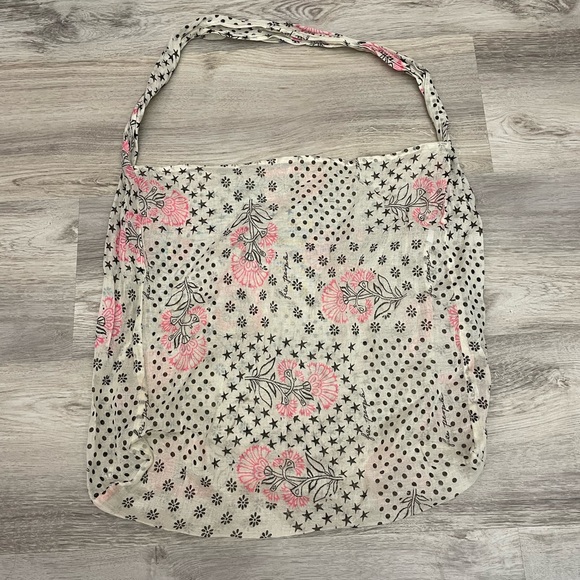Free People Lightweight Sheer Tote Tan with Black & Pink Like New - Picture 6 of 10